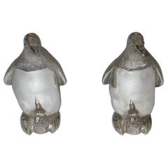 Pair of Cast Silver Penquin Pepper and Salt Shakers,Richard Comyns,London,1992