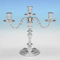 Pair of cast sterling silver 3 light candelabra made in 1977