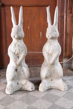 Pair of Cast Stone "Alice in Wonderland" Rabbits