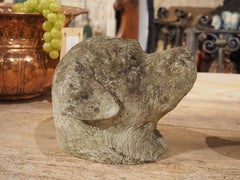Pair of Cast Stone Dog Heads from England, Circa 1960s