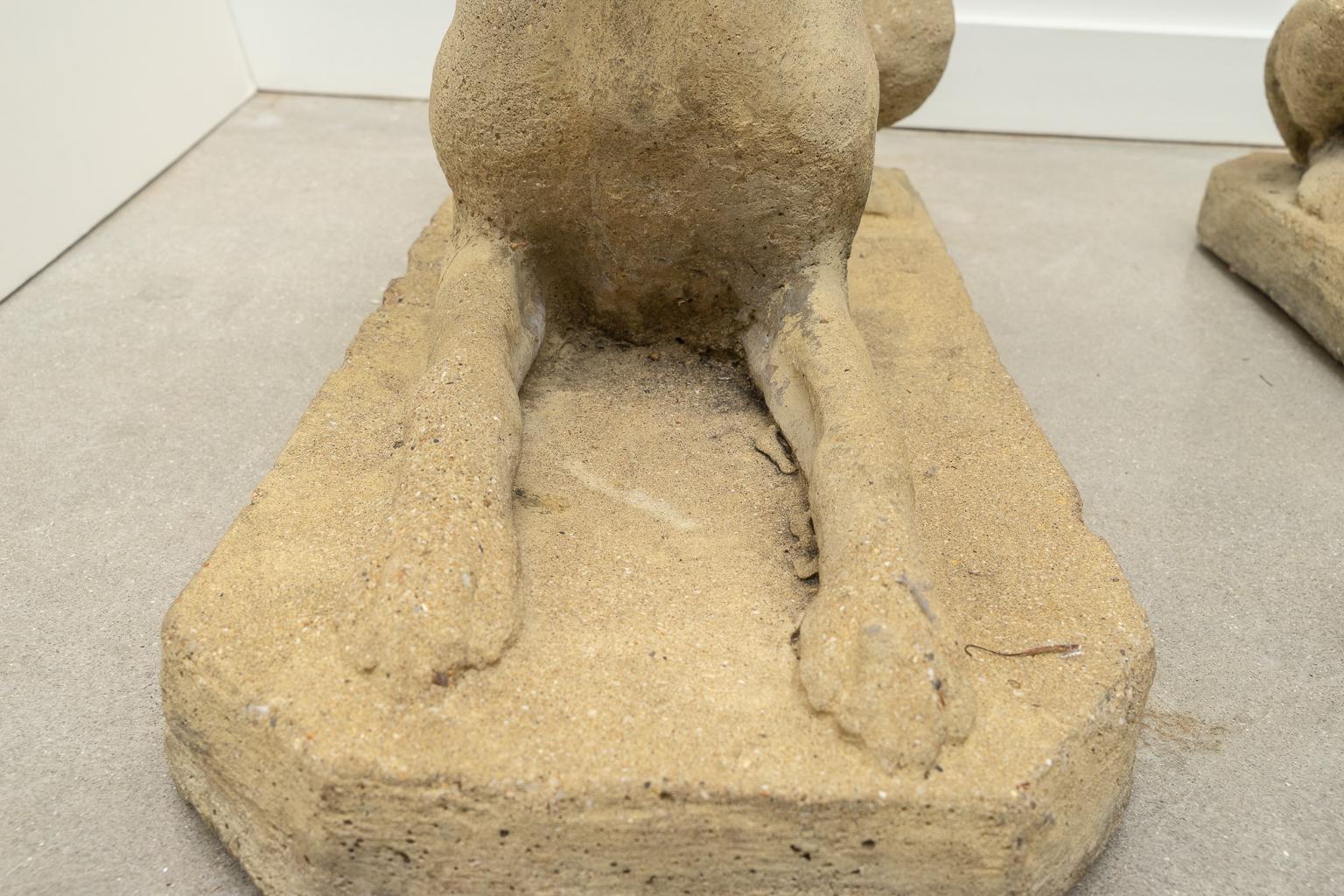 Pair of Cast Stone Dog Sculptures 4