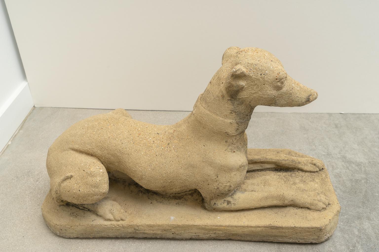 Pair of Cast Stone Dog Sculptures 9