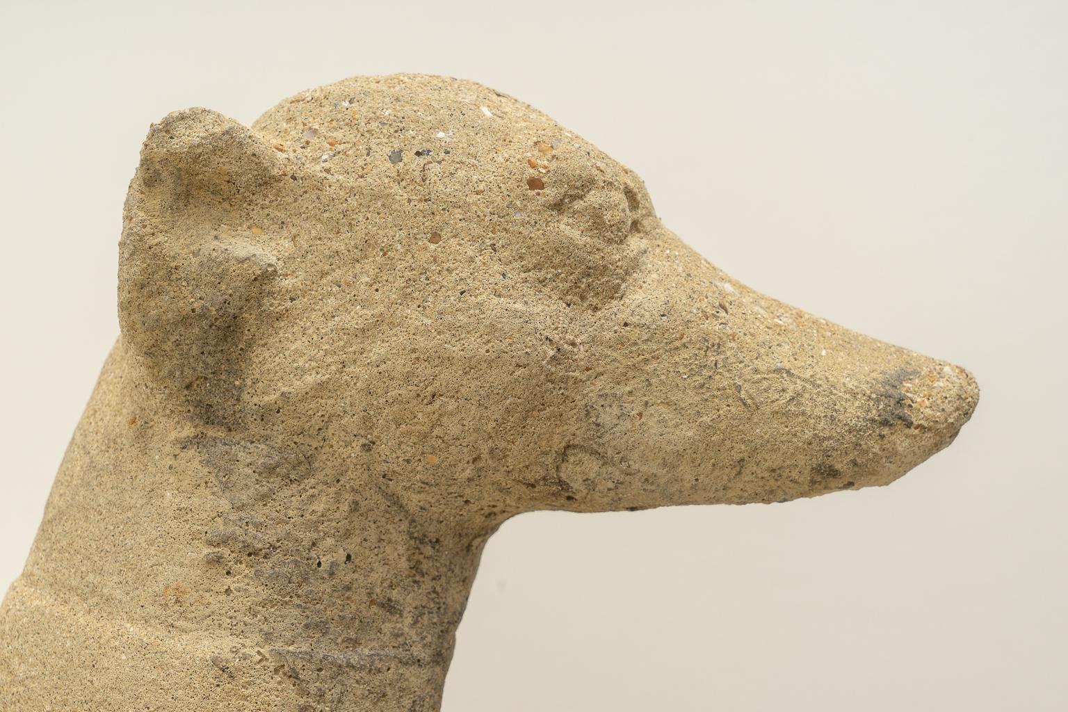 Pair of Cast Stone Dog Sculptures 1