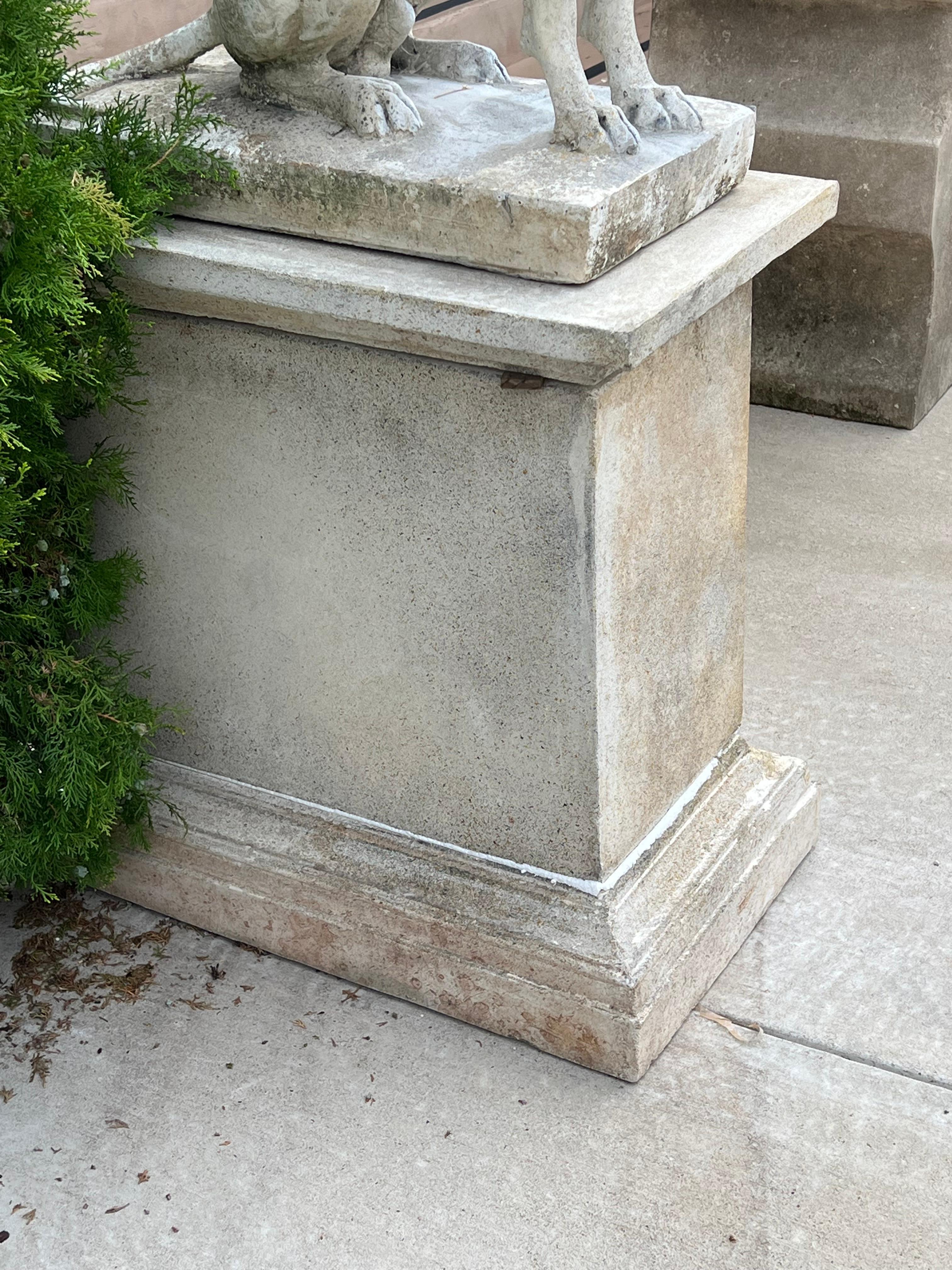 Pair of Cast Stone European Pointers on Pedestals after Jacquemart Originals 3