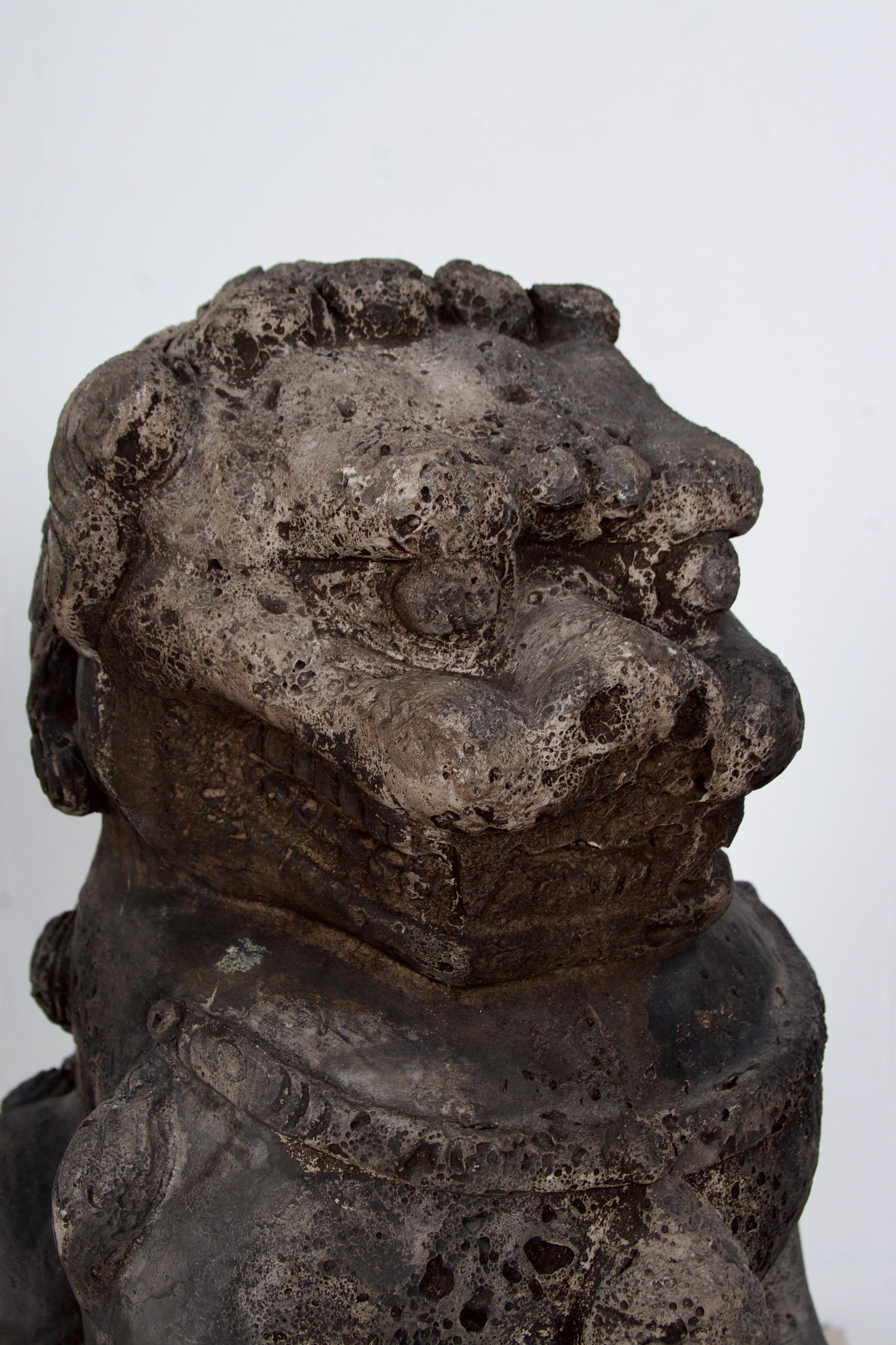 Pair of Cast Stone Foo Dogs, Firedogs For Sale 7