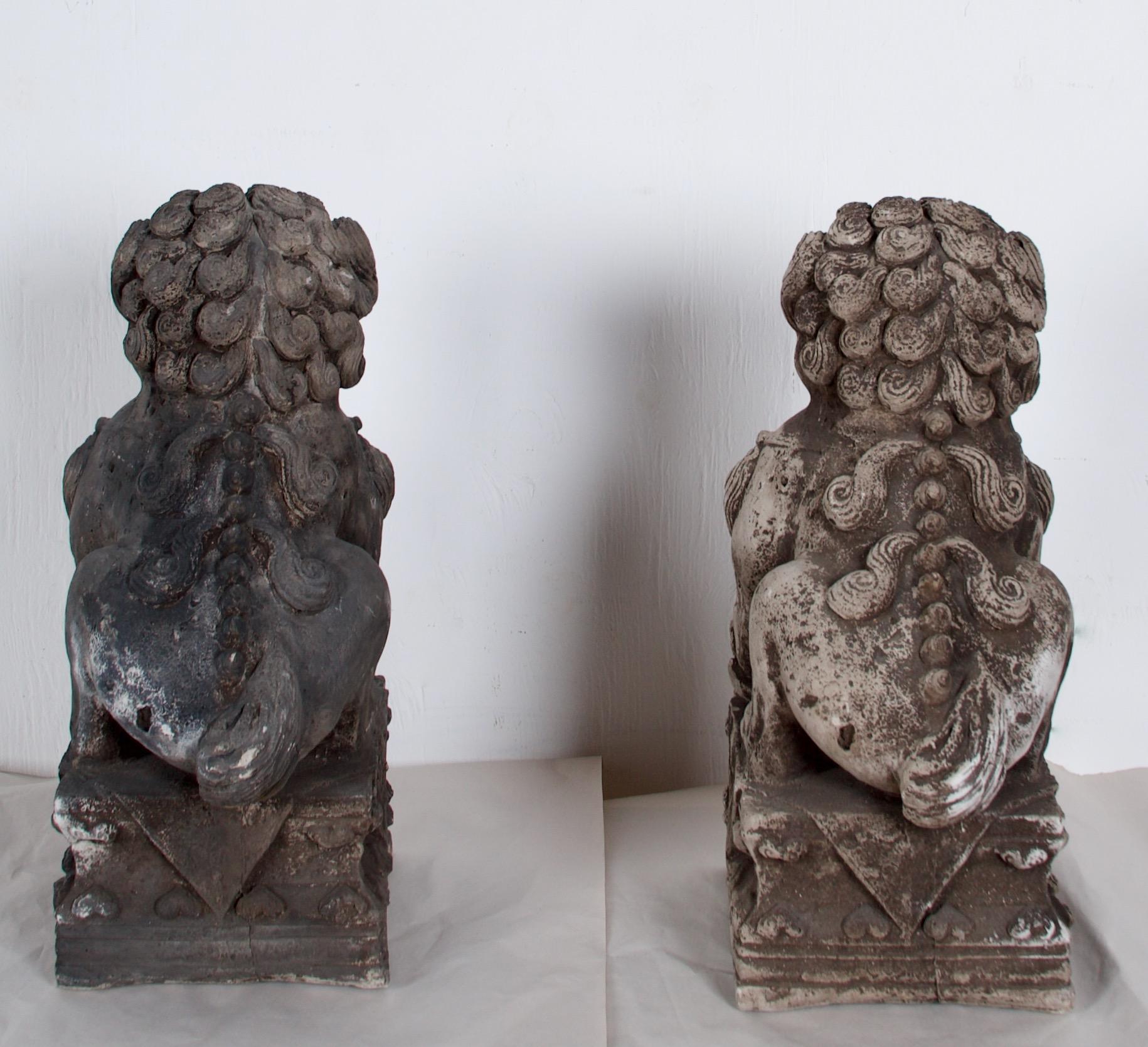 Other Pair of Cast Stone Foo Dogs, Firedogs For Sale
