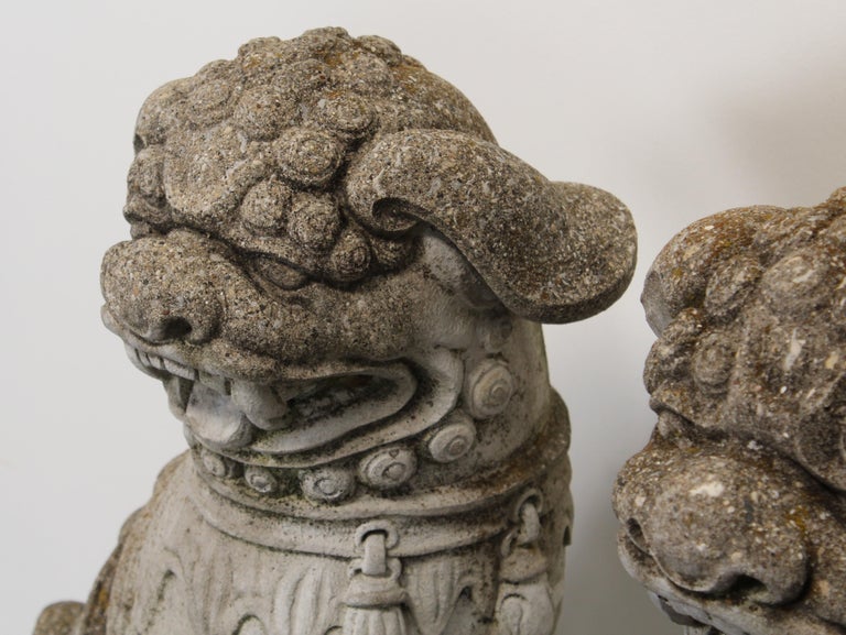 Pair of Cast Stone Foo Dogs Garden Statues, 1960s at 1stDibs foo dog
