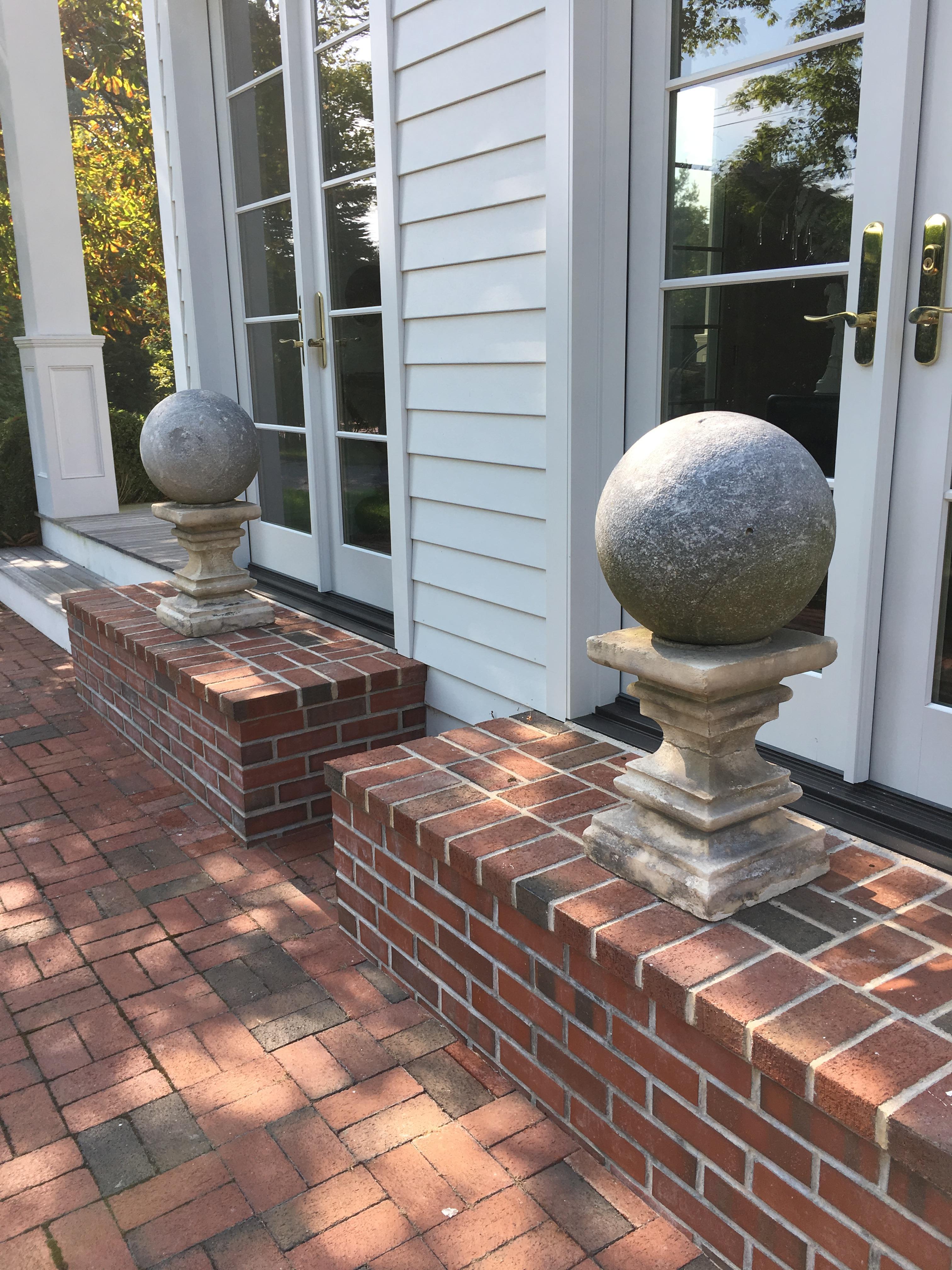 cast stone pedestals and spheres