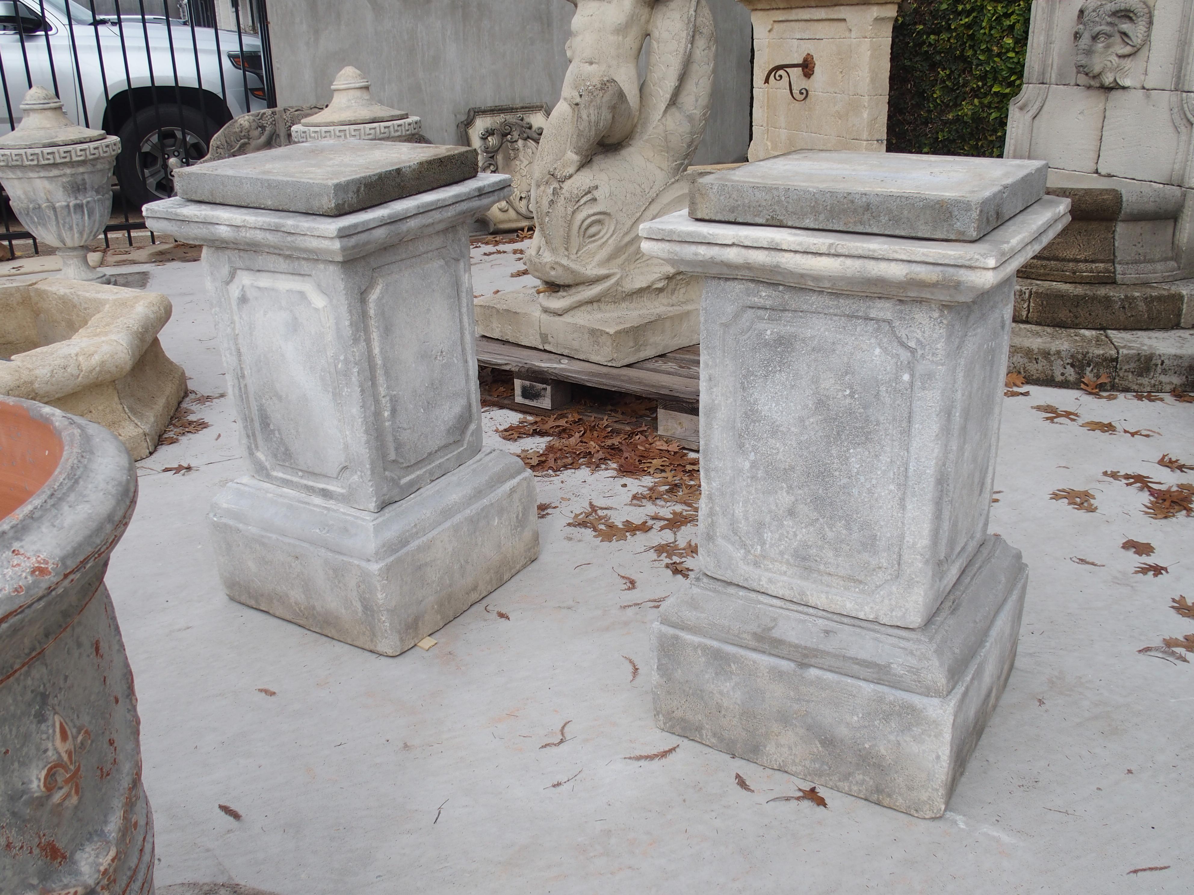 Pair of Cast Stone Garden Pedestals from Southern Italy 6