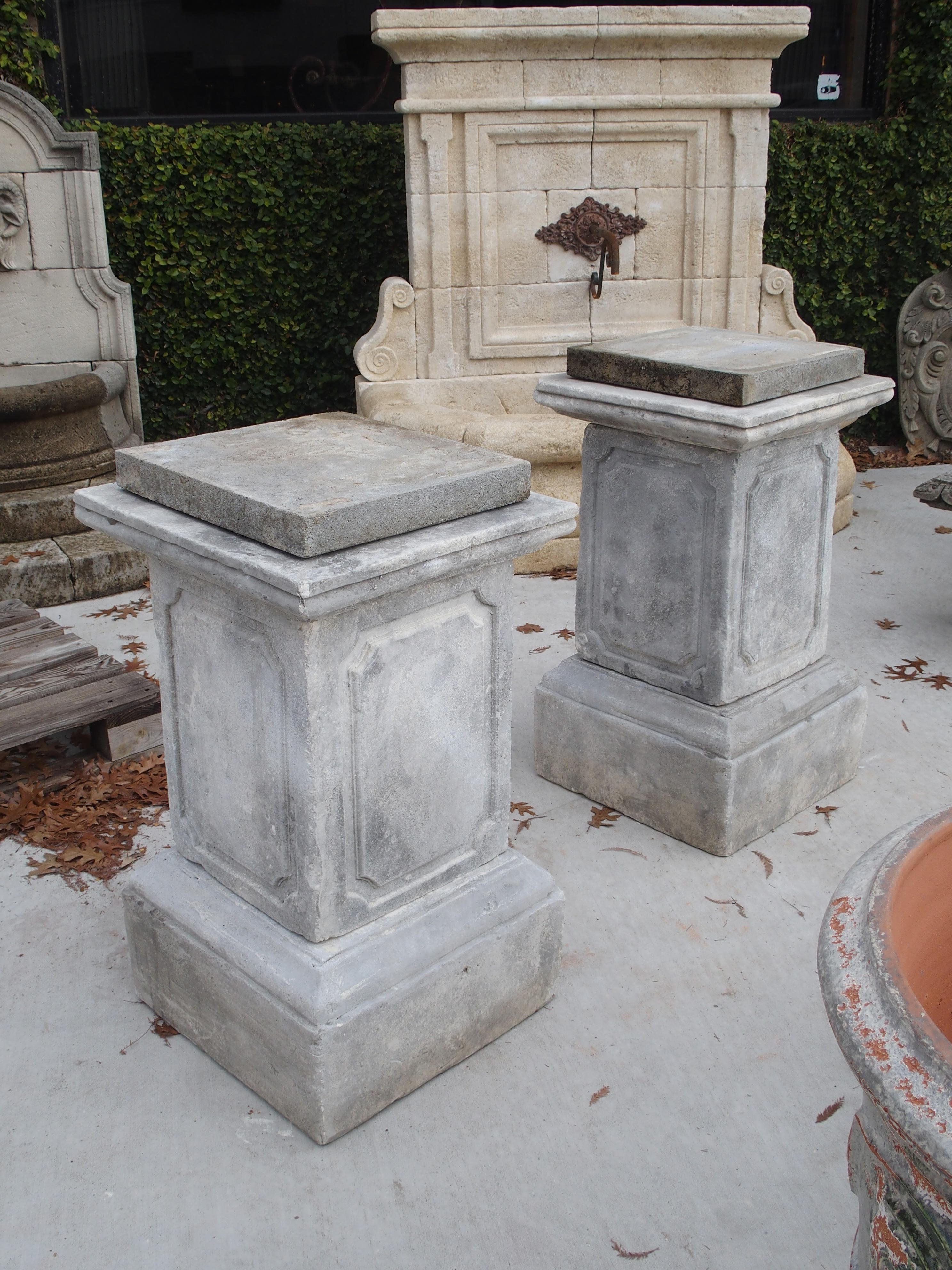 Pair of Cast Stone Garden Pedestals from Southern Italy 8
