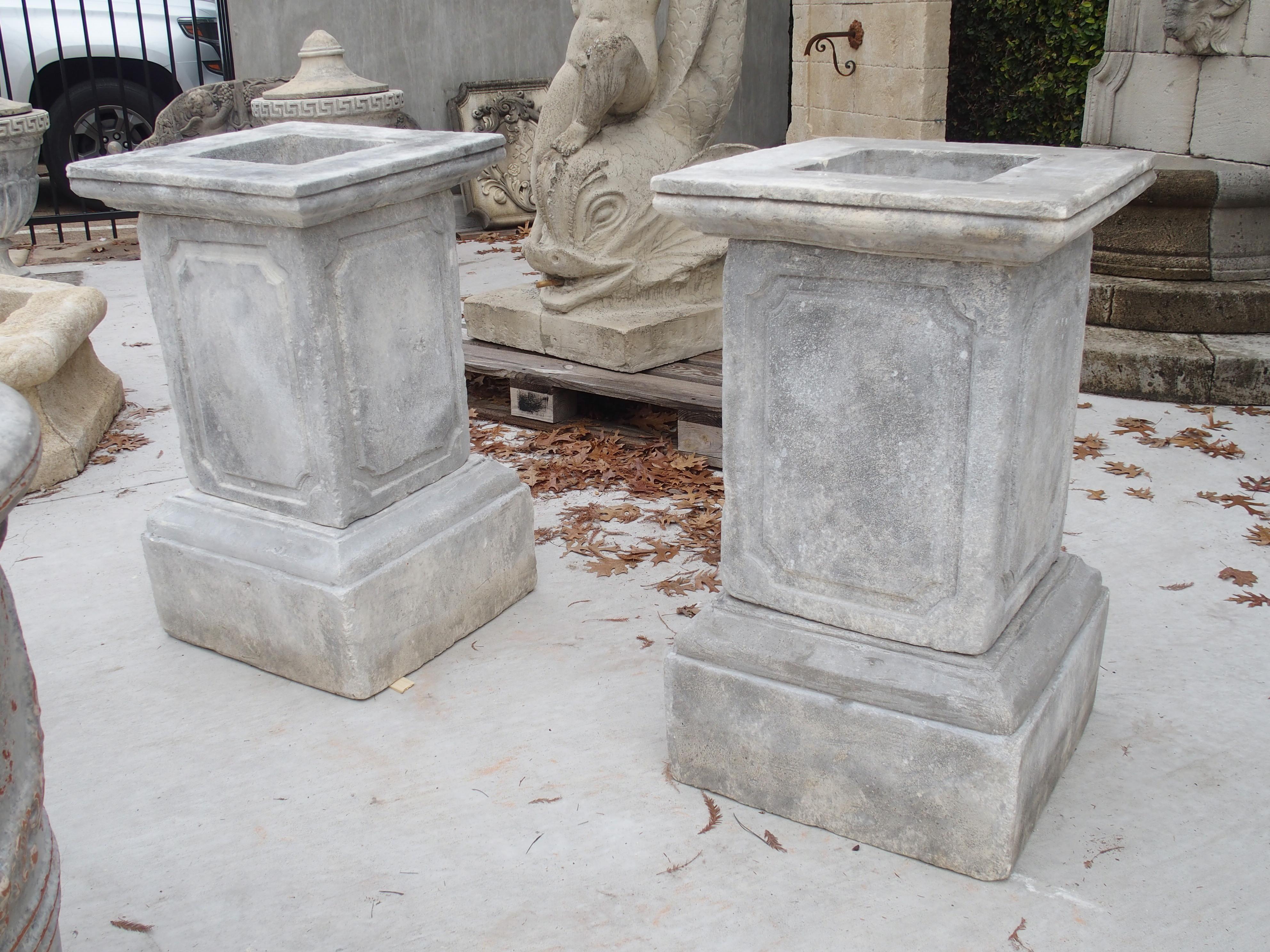 Pair of Cast Stone Garden Pedestals from Southern Italy 11