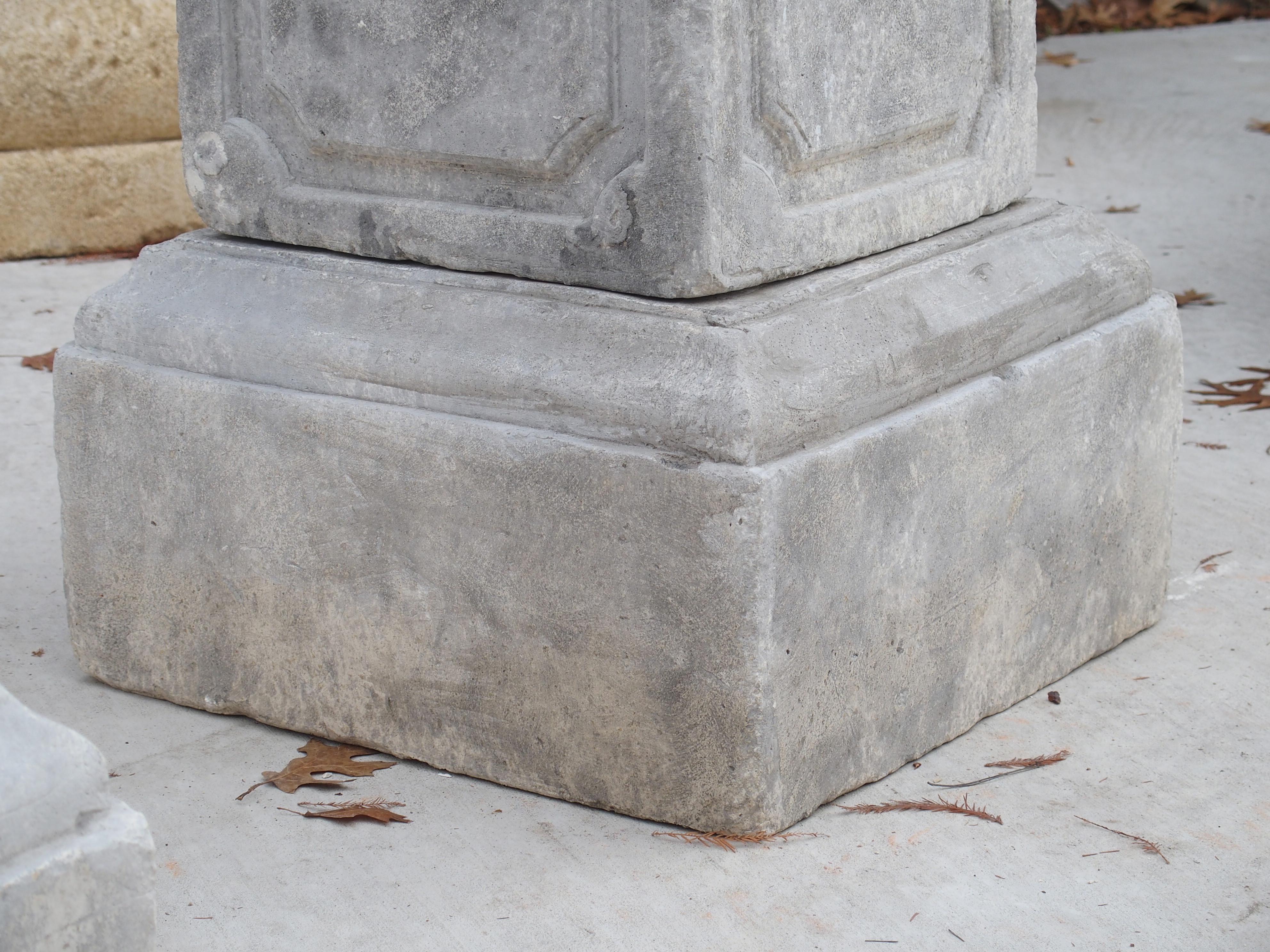 Pair of Cast Stone Garden Pedestals from Southern Italy In Good Condition In Dallas, TX