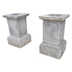 Pair of Cast Stone Garden Pedestals from Southern Italy