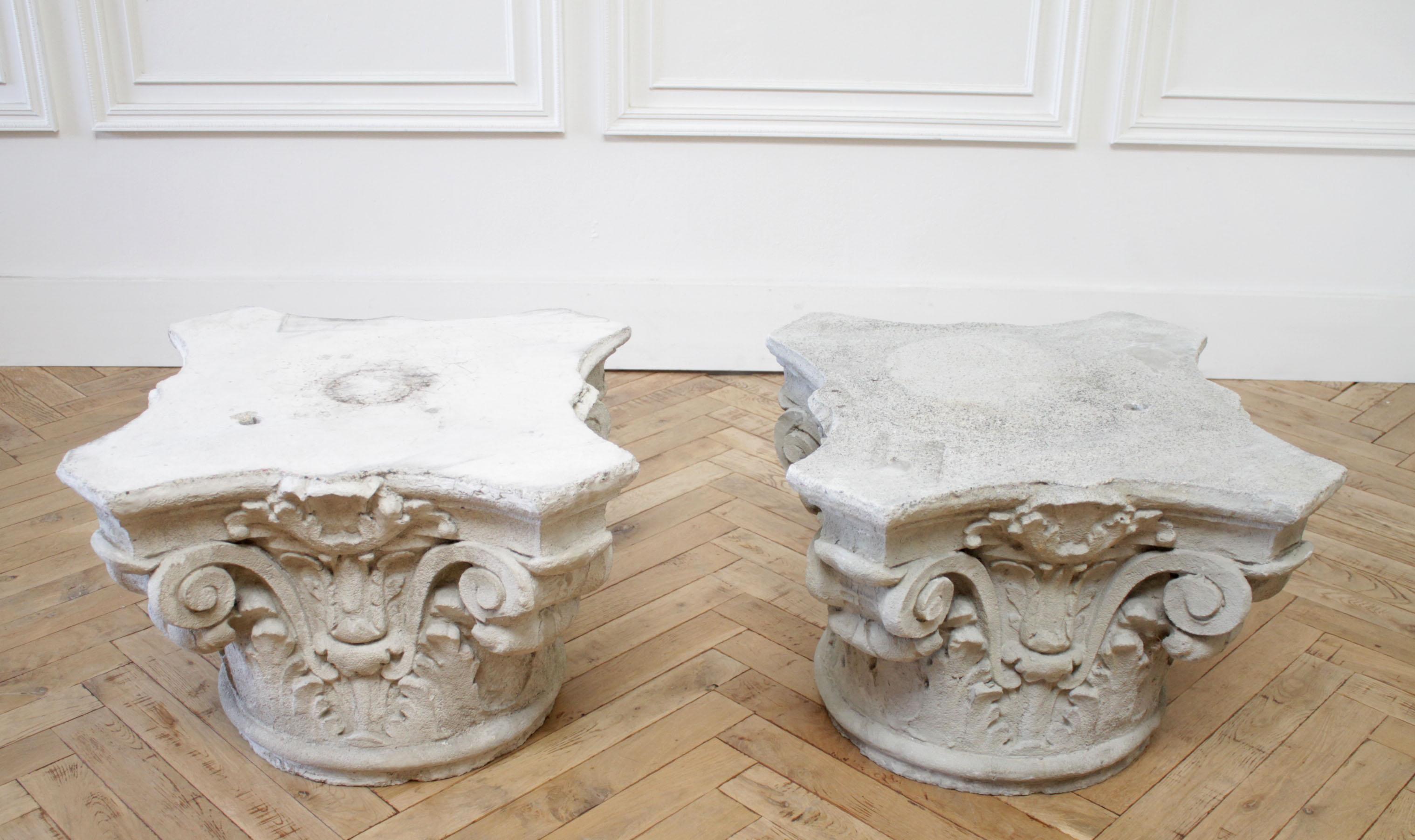 20th Century Pair of Cast Stone Garden Pedestals or Outdoor Tables