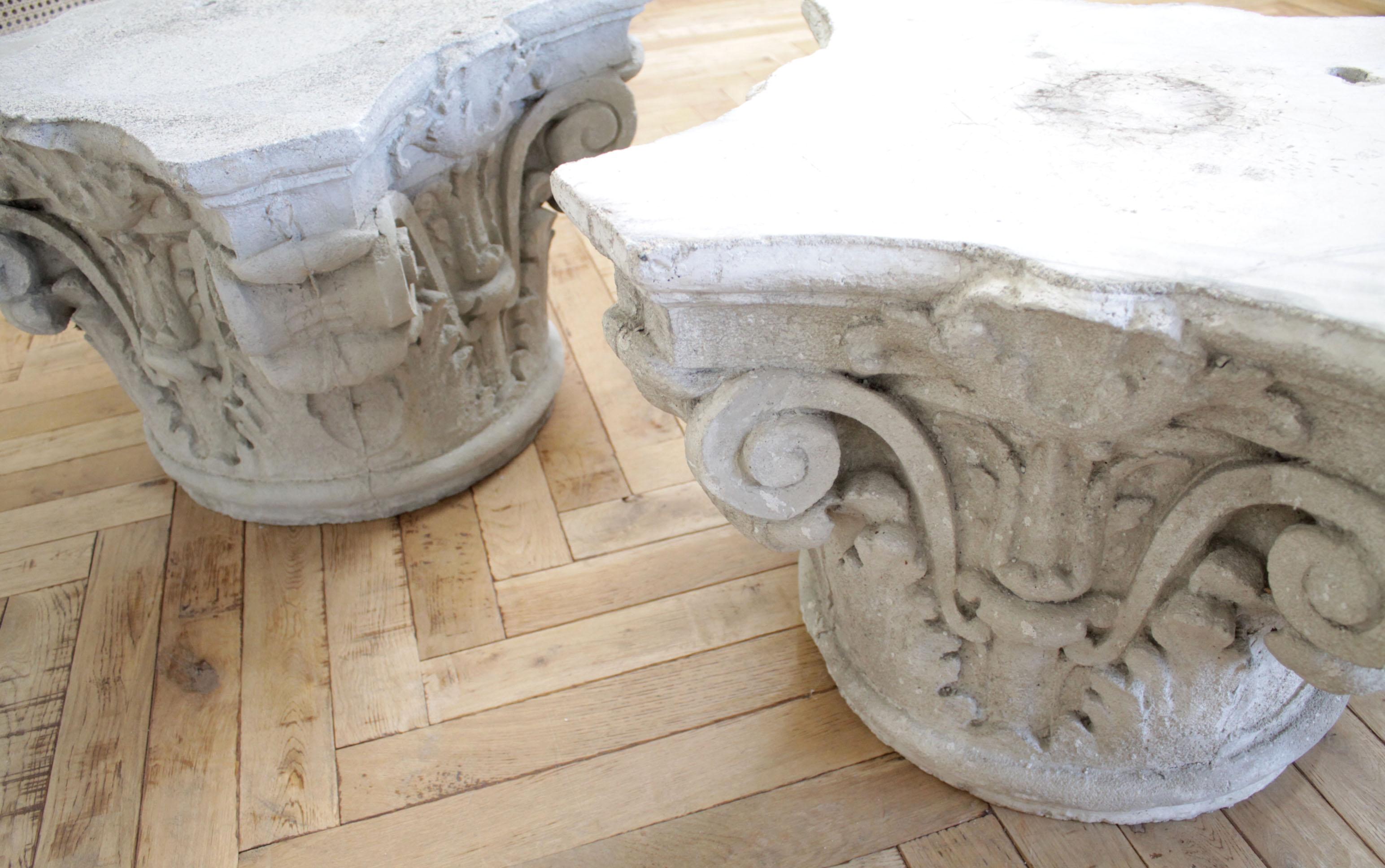 Pair of Cast Stone Garden Pedestals or Outdoor Tables 2