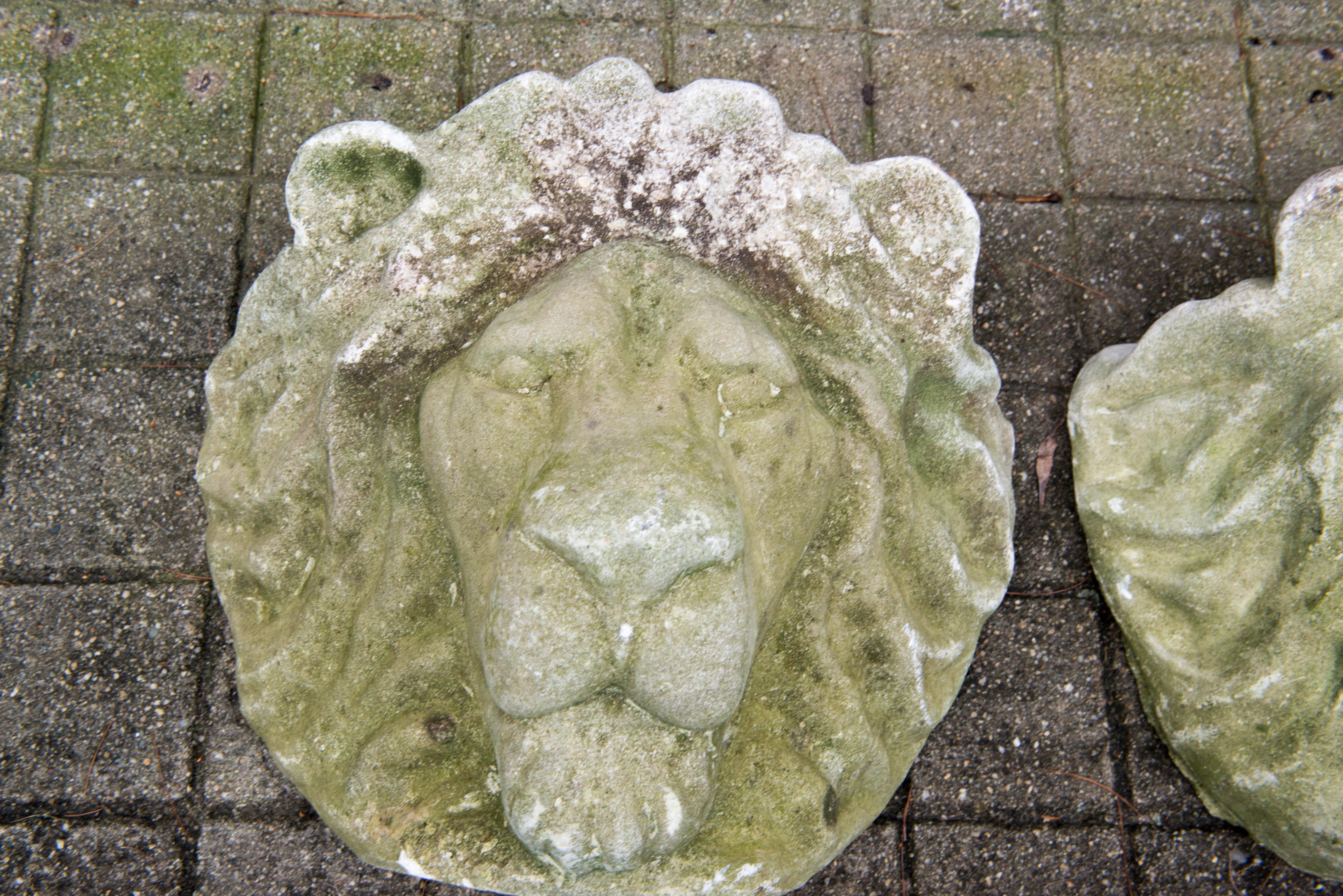 Pair of Cast Stone Lion Head Wall Planters 4