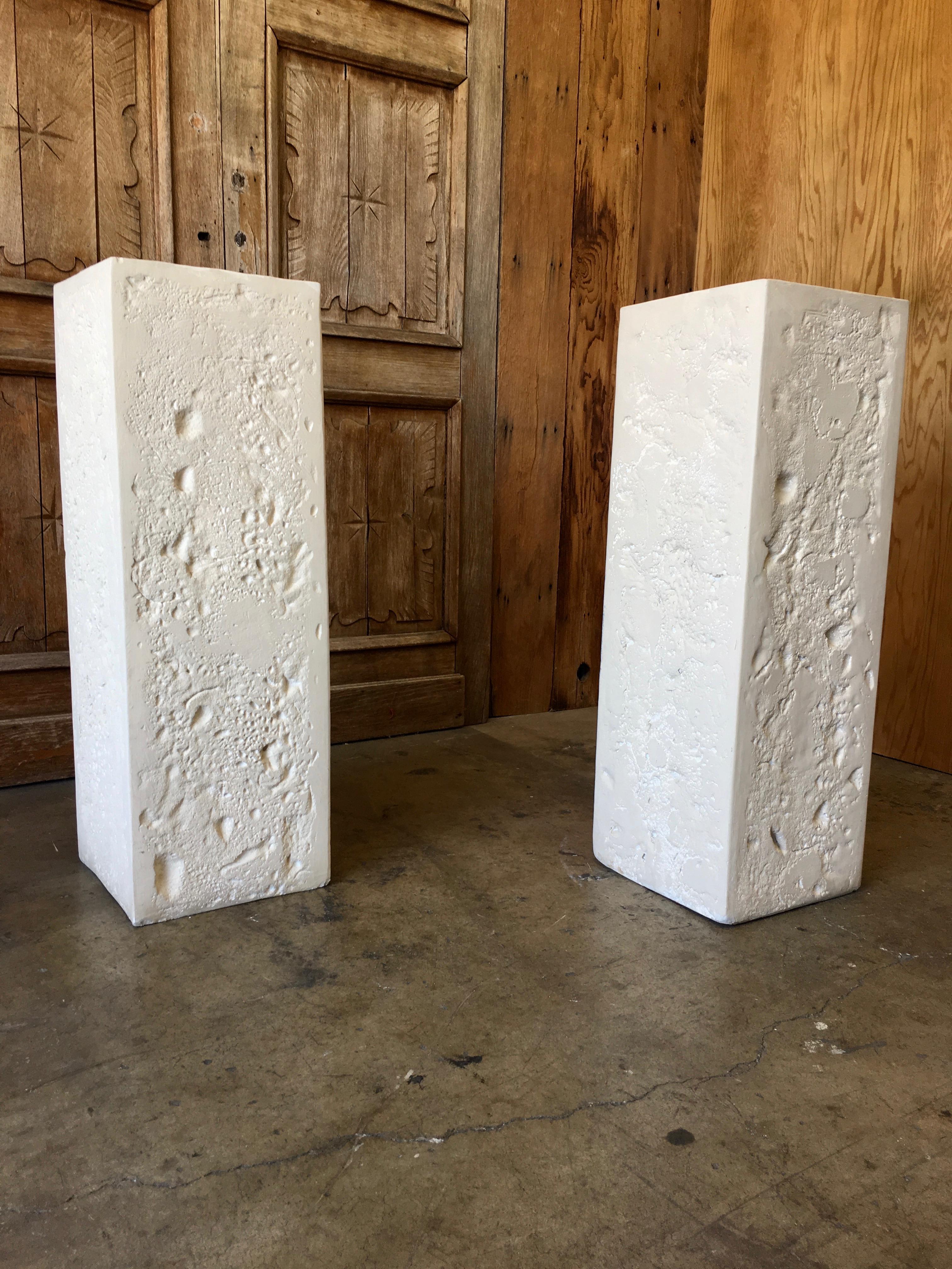 Modern Pair of Cast Stone Pedestals