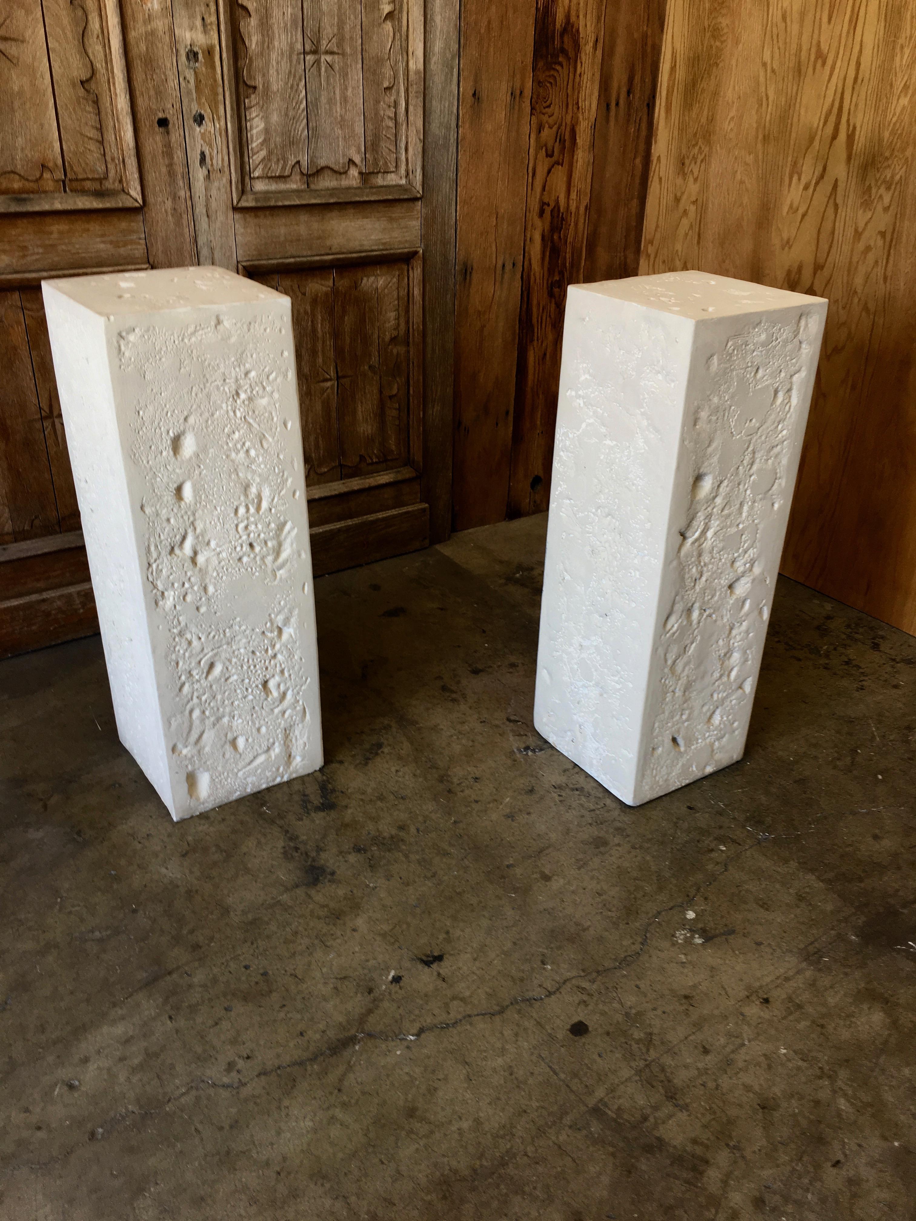 Pair of Cast Stone Pedestals In Good Condition In Denton, TX