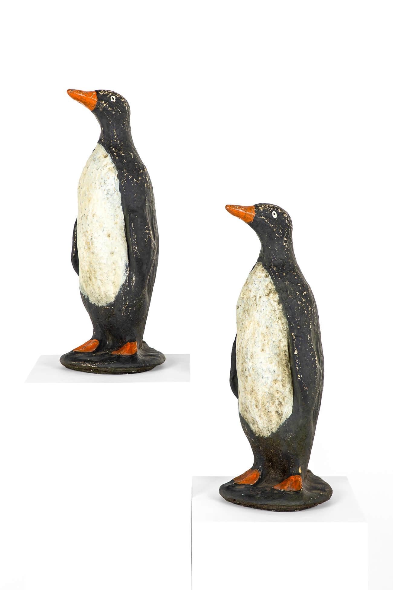 A wonderful pair of mid-century cast concrete emperor penguins.

Great colour and scale that never fails to raise a smile.

Price is for the pair.

French, 20th century.