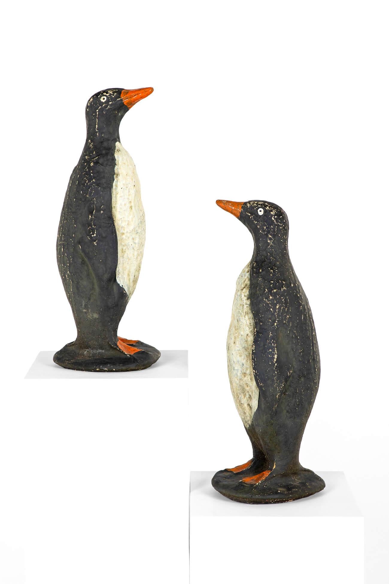 Pair of Cast Stone Penguins In Good Condition In Faversham, GB