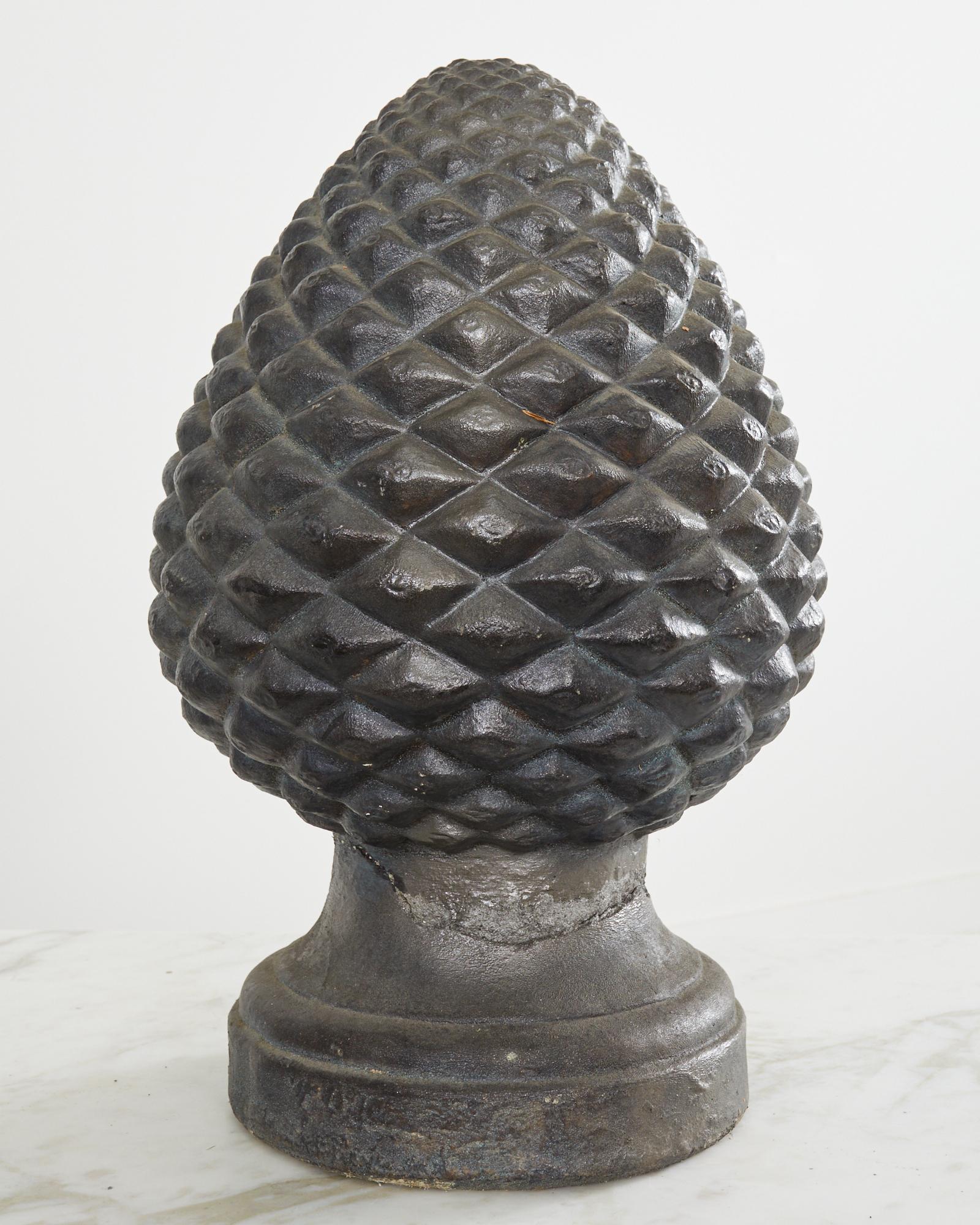 Pair of Cast Stone Pine Cone Artichoke Garden Finials 5