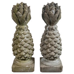 Pair of Cast Stone Pineapple Garden Ornaments