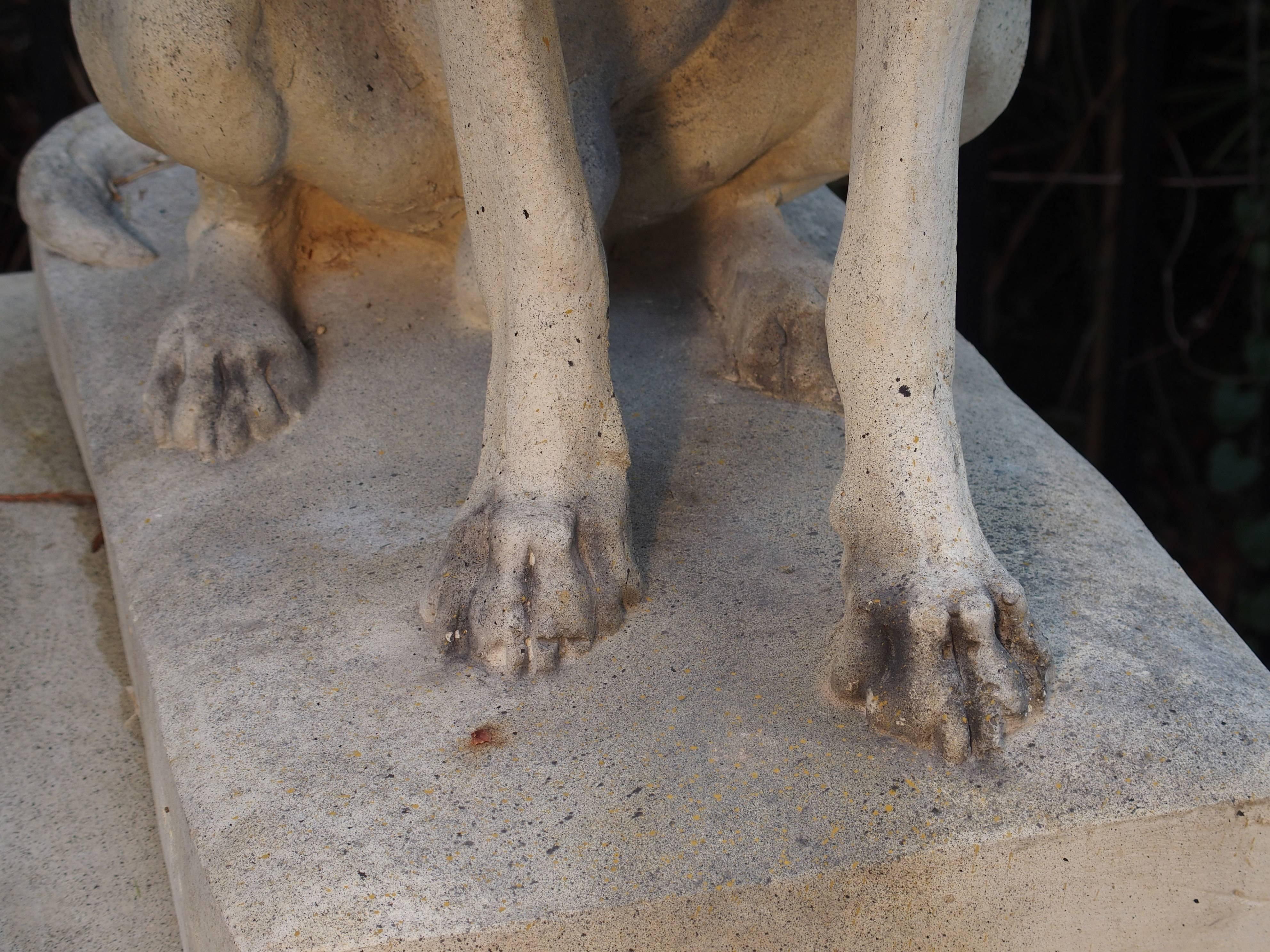Pair of Cast Stone Pointers on Pedestals 1