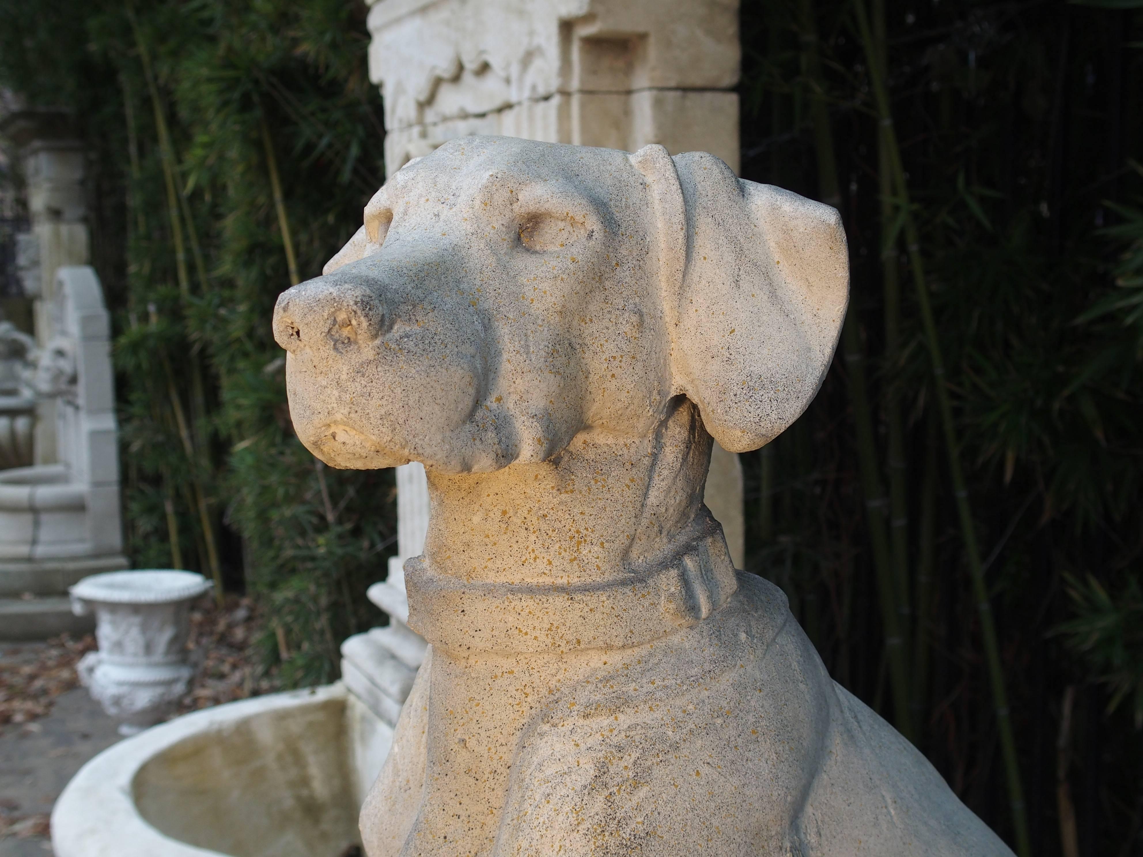 Pair of Cast Stone Pointers on Pedestals 3