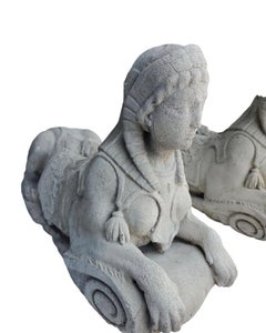 Pair of Cast Stone Sphynx