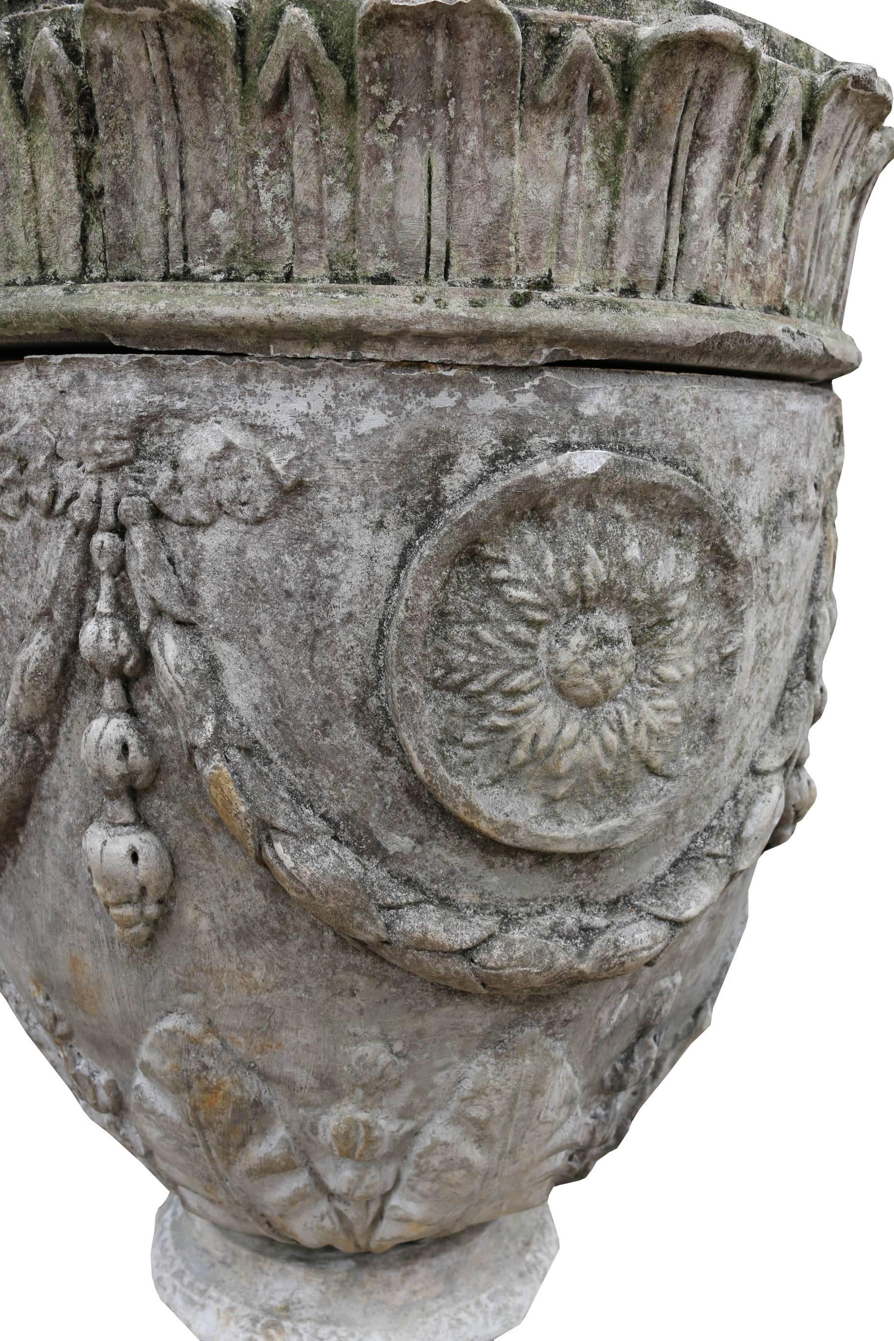 Pair of Cast Stone Urn Finials Made to a “Coade” Design In Excellent Condition In Wormelow, Herefordshire