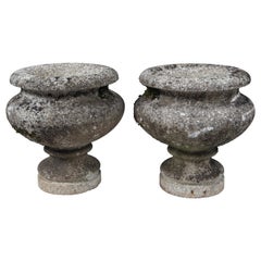 Antique Pair of Cast Stone Urns, France, circa 1910
