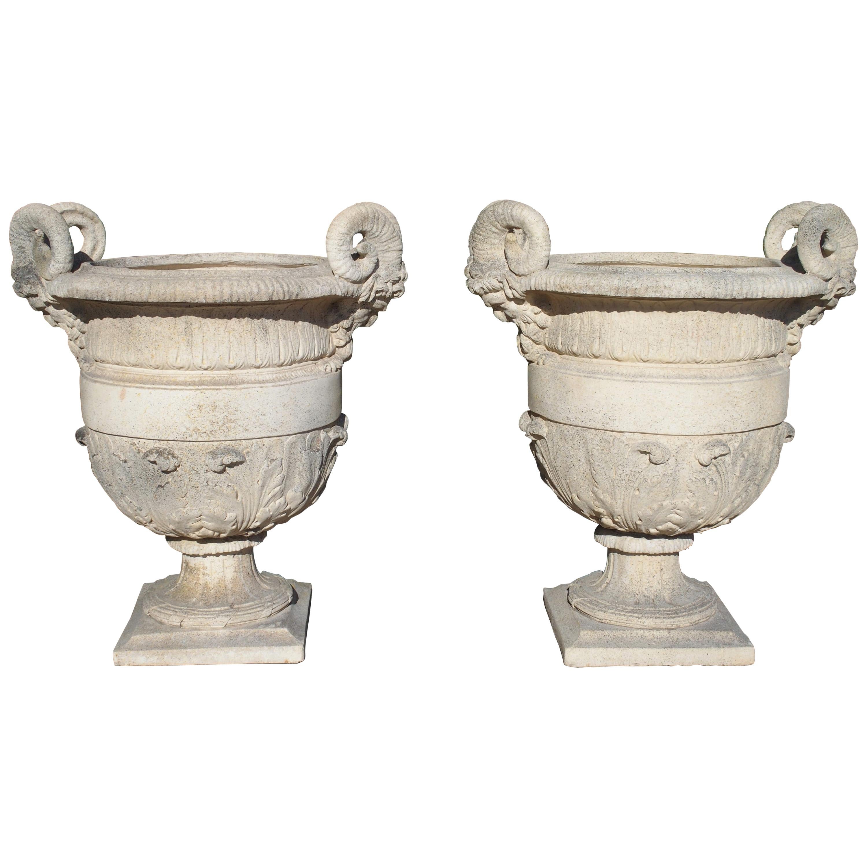 Pair of Cast Stone 'Versailles' Urns