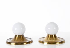 Pair of Castiglioni Gold Metal "Light Ball" Italian Sconce for Flos, 1960s