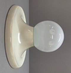 Pair of Castiglioni Midcentury "Light Ball" Italian White Sconces for Flos 1960s