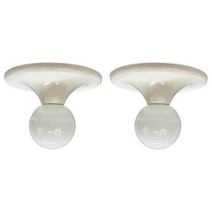 Pair of Castiglioni Midcentury "Light Ball" Italian White Sconces for Flos 1960s