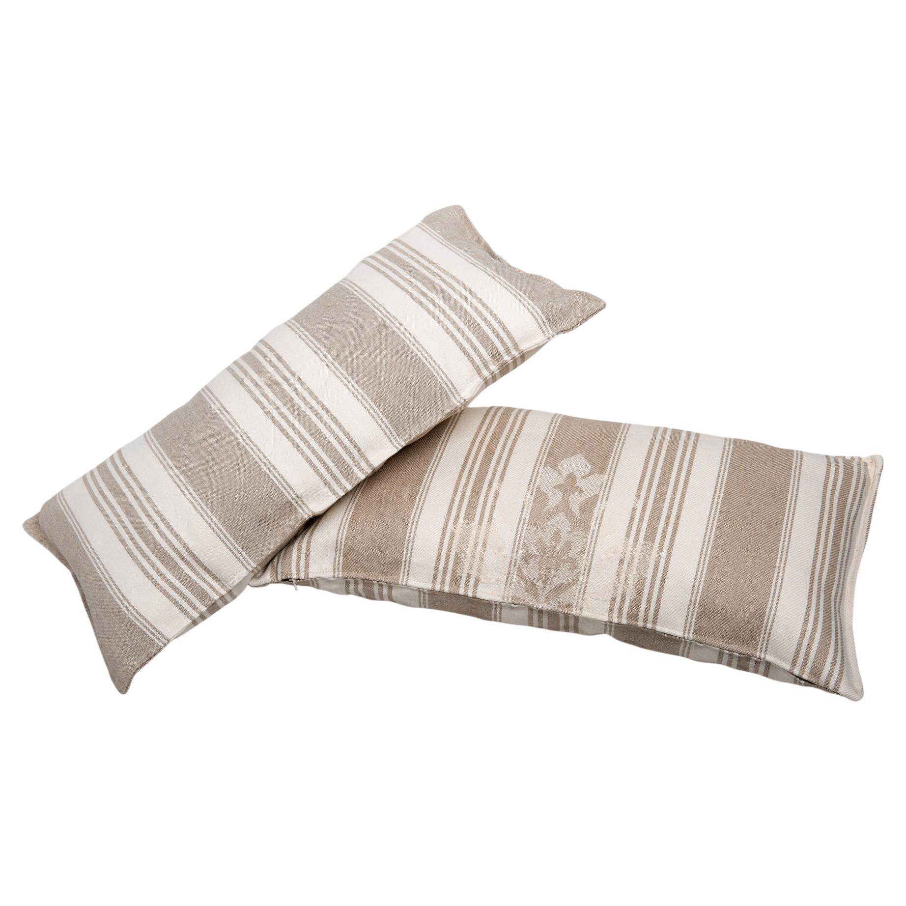 Pair of Casual Long Un-dyed Cotton Italian Pillows For Sale