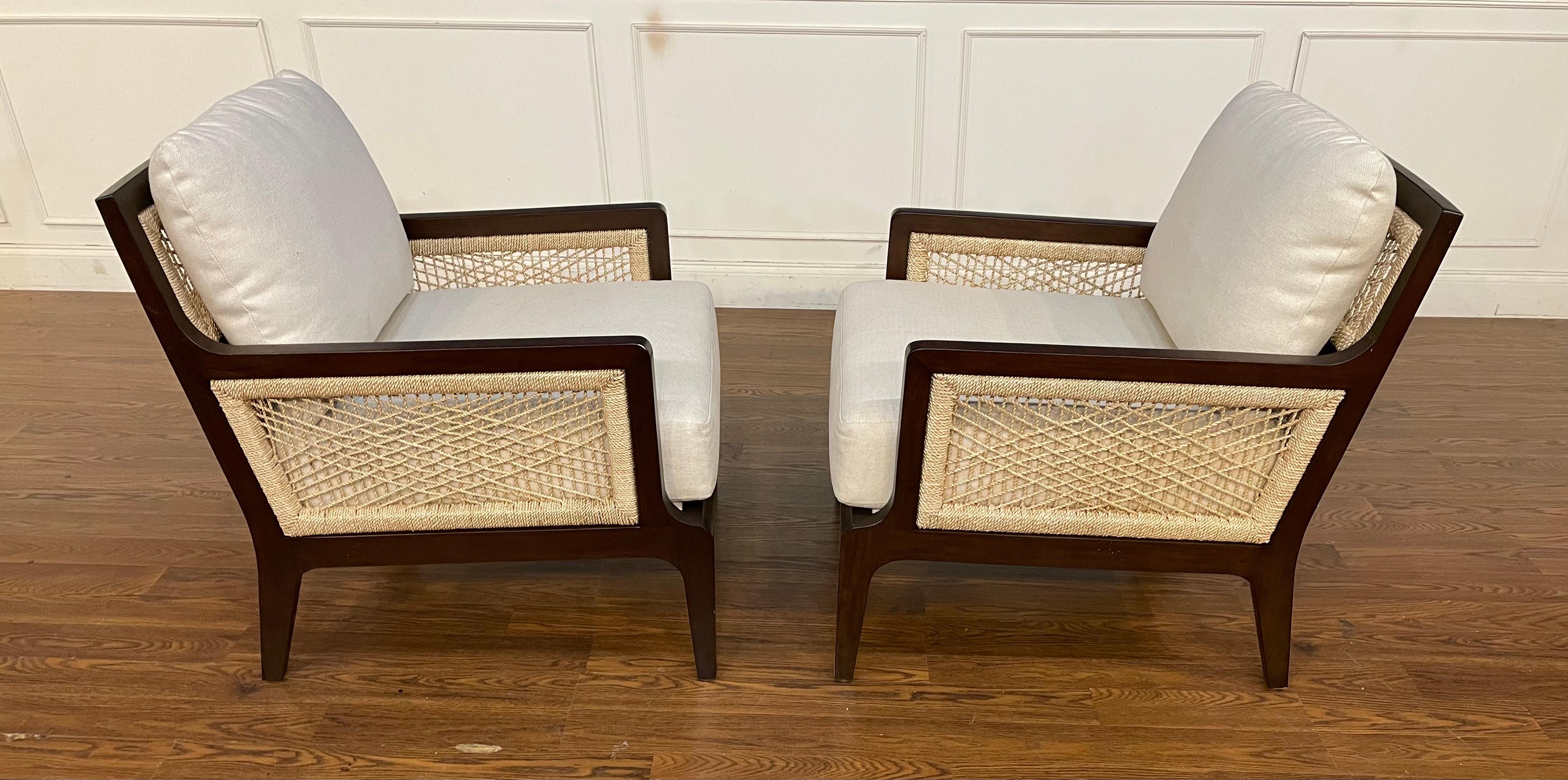 Indonesian Pair of Casual Lounge Chairs by Century Furniture