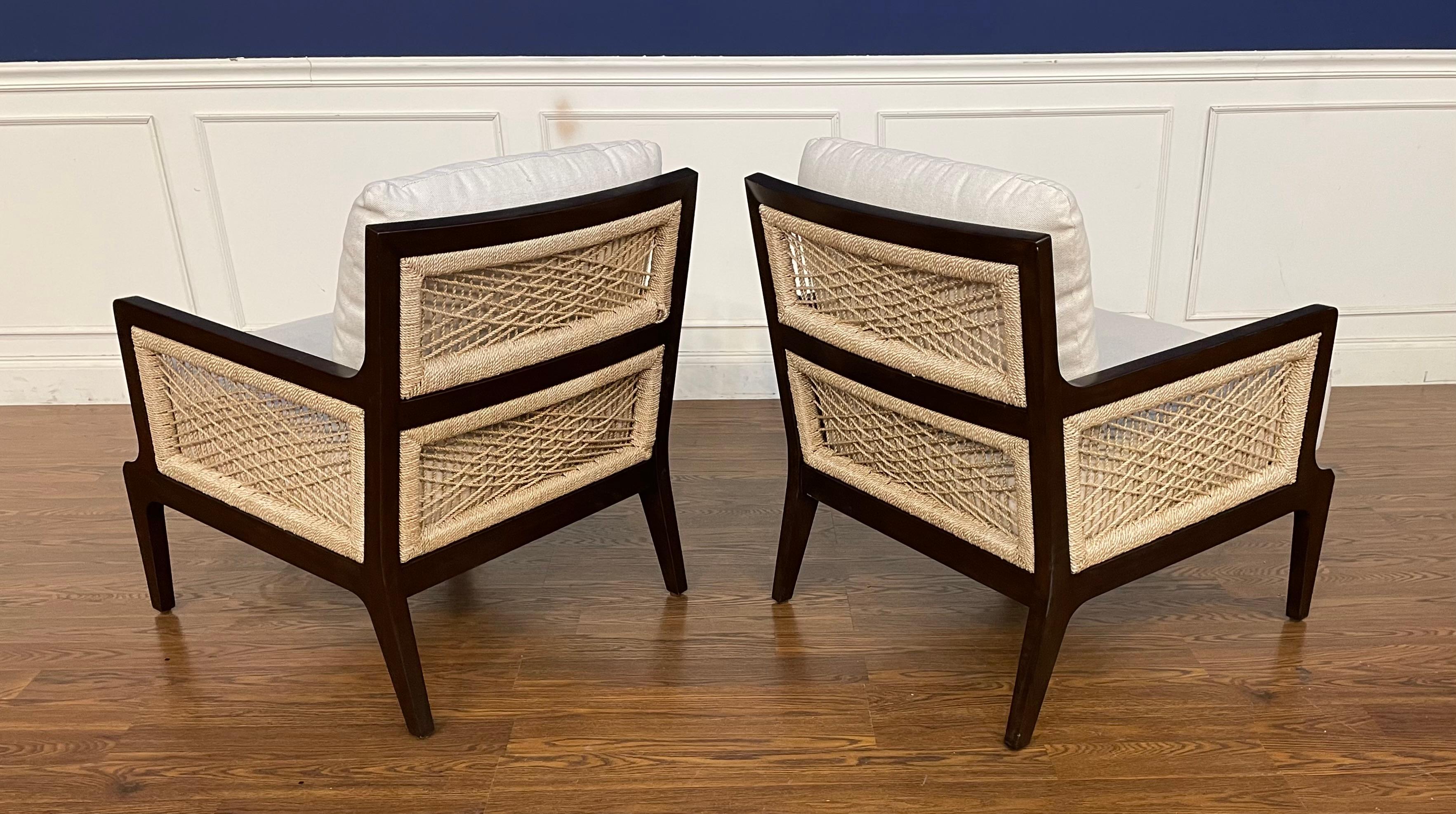 Fabric Pair of Casual Lounge Chairs by Century Furniture