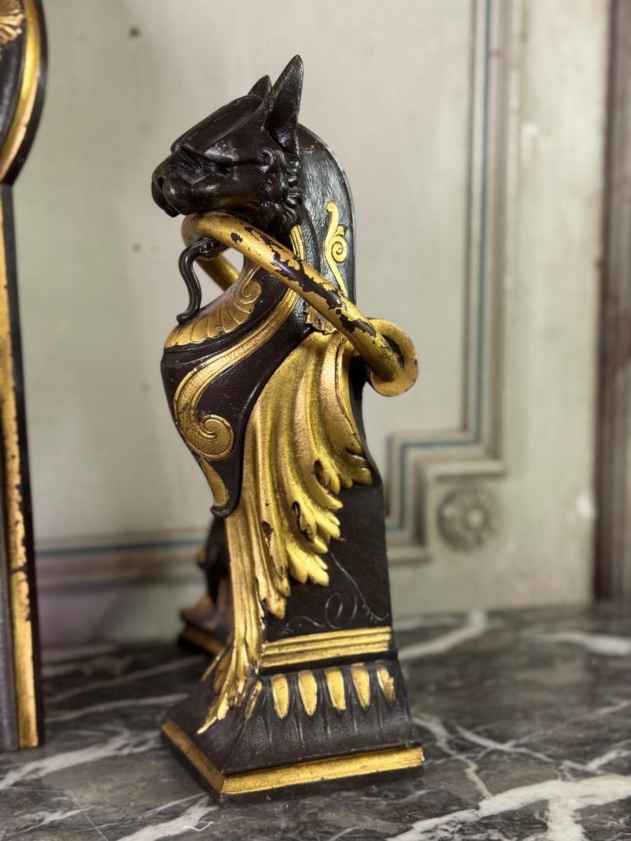 Coppia di androni a forma di gatto, bronzo, circa 1900 in vendita 1