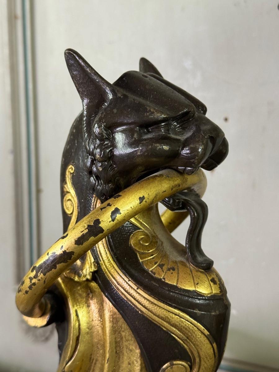 Coppia di androni a forma di gatto, bronzo, circa 1900 in vendita 2