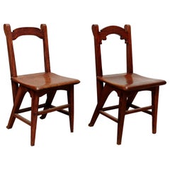 Pair of Catalan Modernist Wooden Chairs, circa 1920