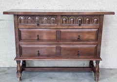 Pair of Catalan Spanish Antic Pine Console Sofa Table or Chest of Three Drawers