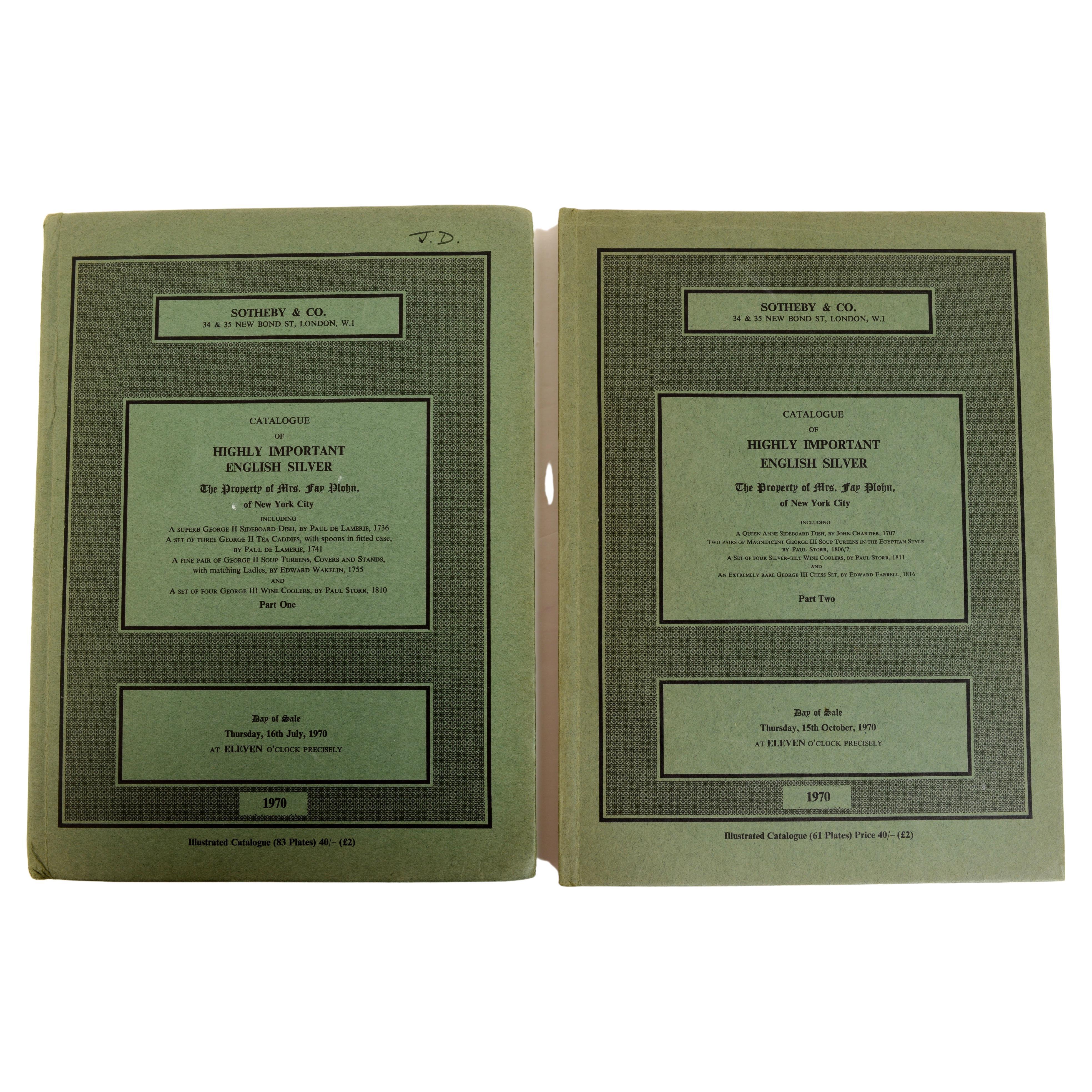 Pair of Catalogs of Highly Important English Silver, Property of Fay Plohn, NY For Sale