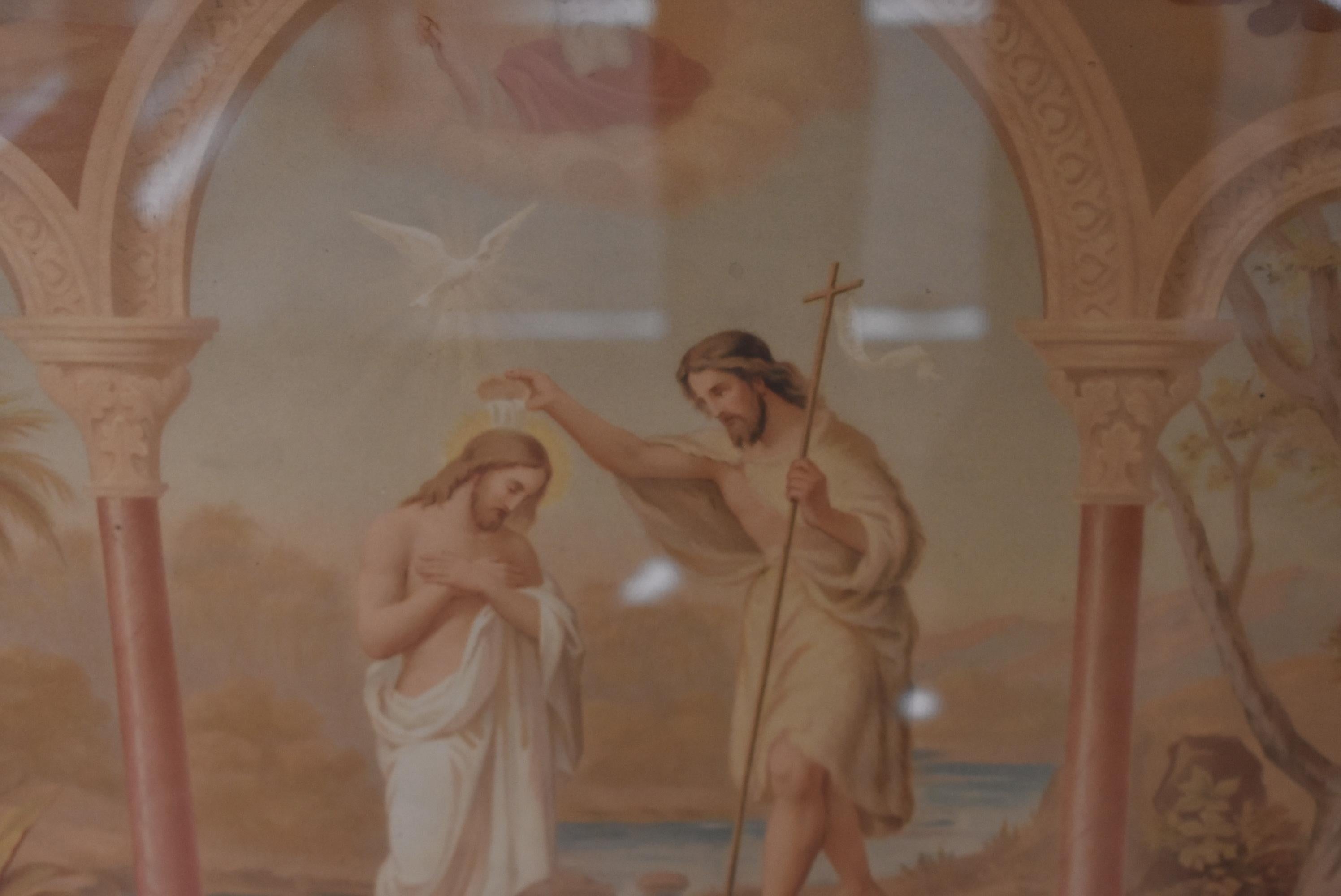 Paar religiöse Werke des Catechisme en Images in geschnitzten Holzrahmen im Zustand „Gut“ im Angebot in Toledo, OH