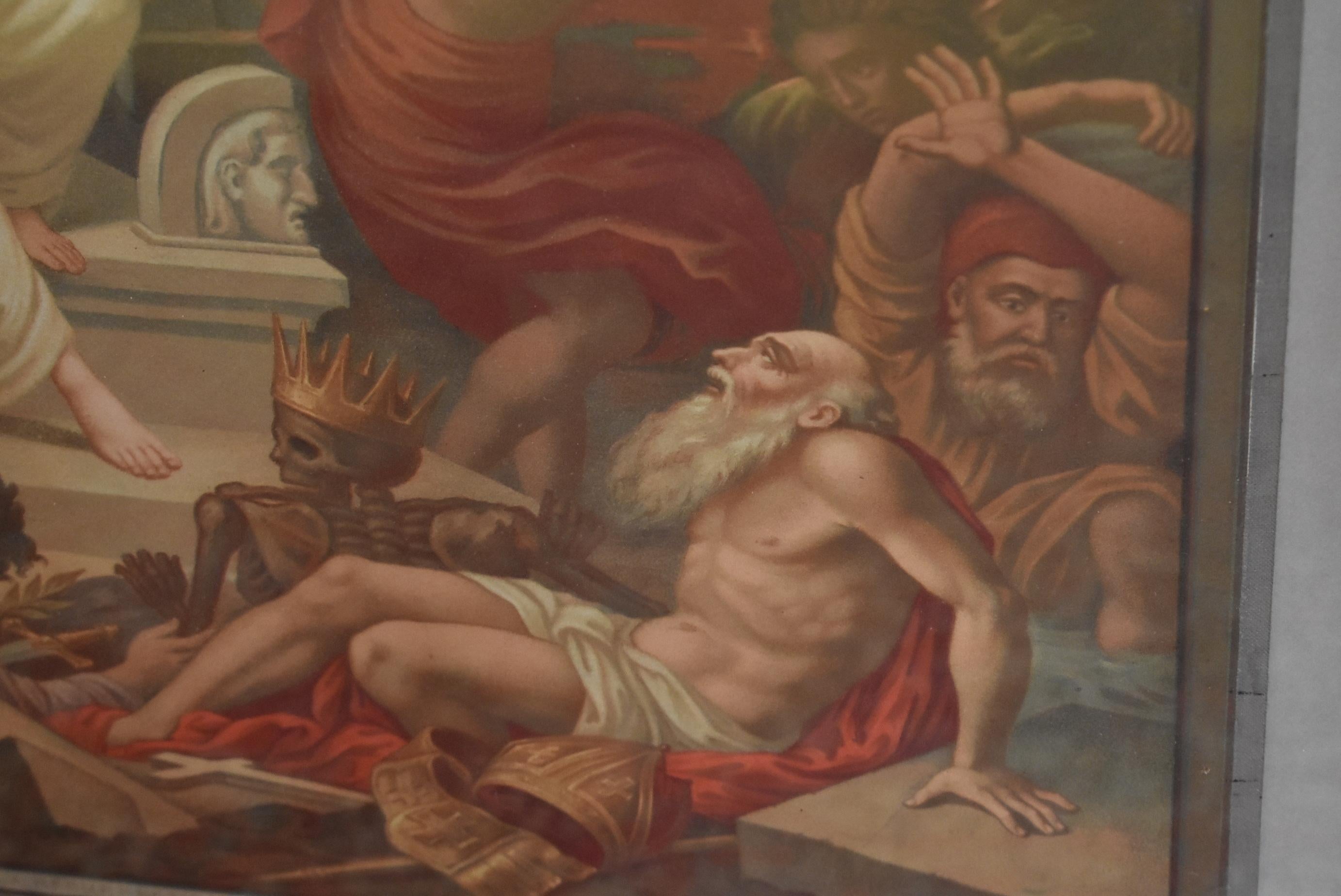 Paar religiöse Werke des Catechisme en Images in geschnitzten Holzrahmen im Angebot 1