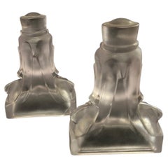 Pair of Cathay Frosted Lu Tung Imperial Glass Bookends