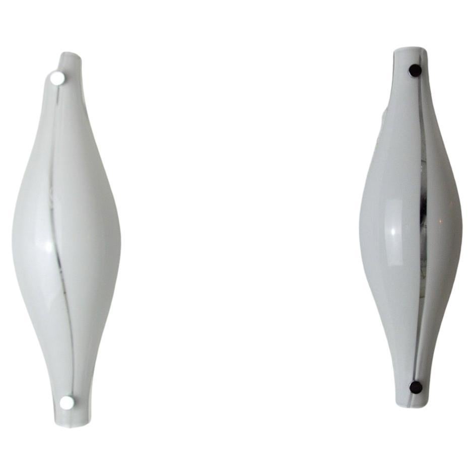 Pair of "Cat's eyes" Murano Mazzega sconces, hand-blown, Italy, 1960 For Sale