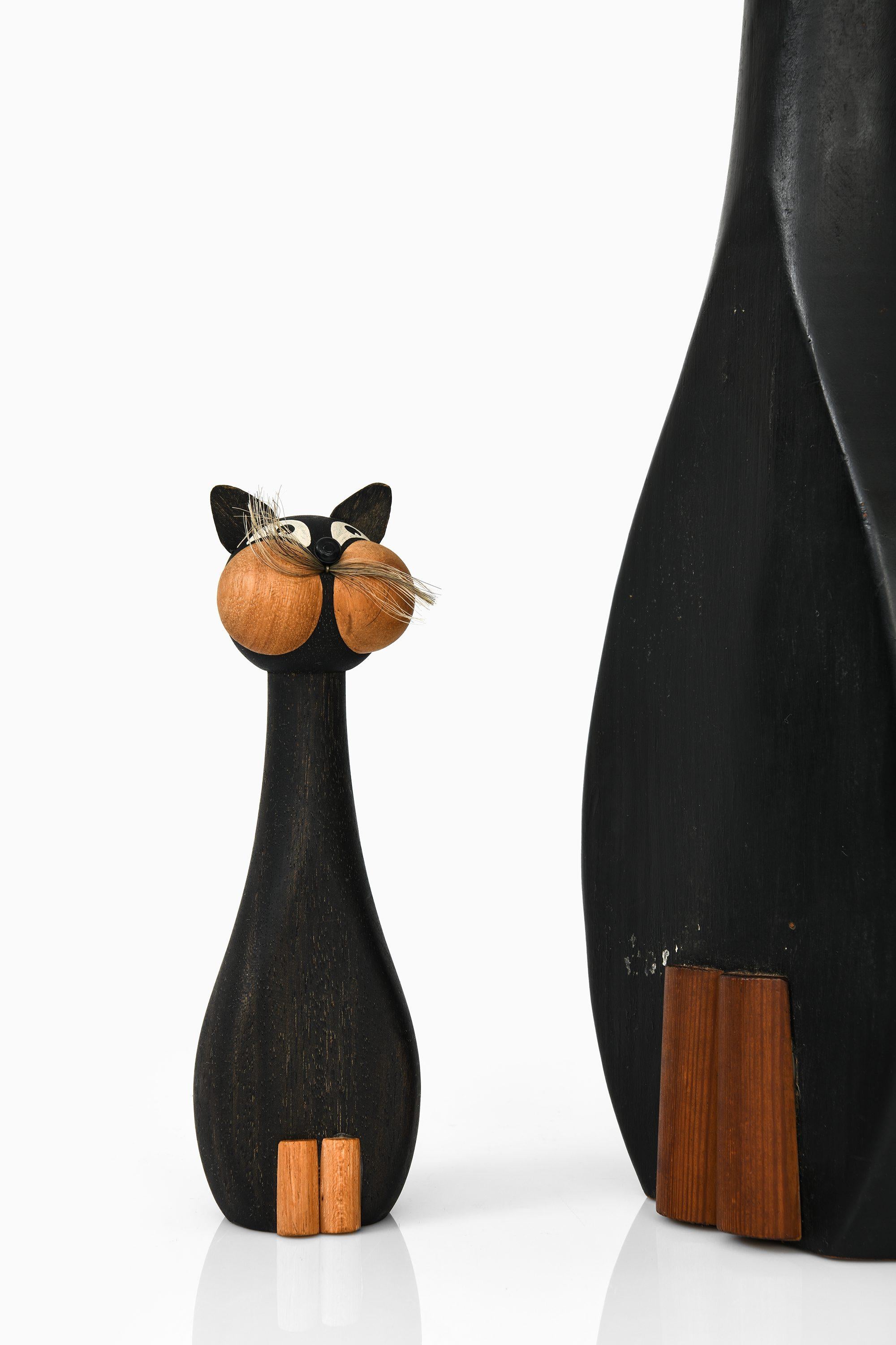 Scandinavian Modern Pair of Cats in Black Lacquered Wood by Laurids Lønborg, 1960's For Sale