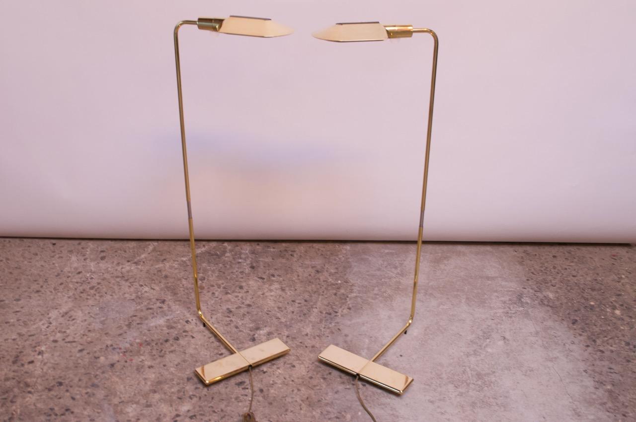 Pair of Cedric Hartman Adjustable Polished Brass Floor Lamps In Good Condition In Brooklyn, NY