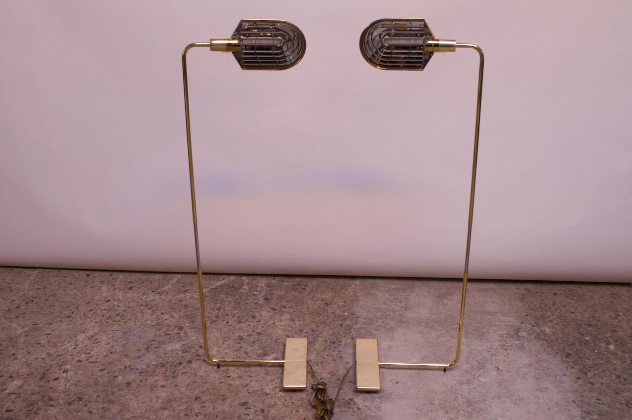 Late 20th Century Pair of Cedric Hartman Adjustable Polished Brass Floor Lamps